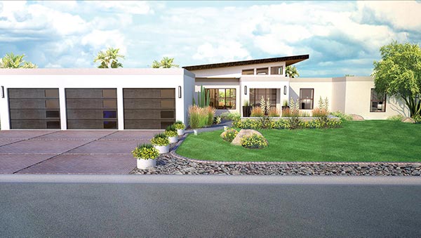 Contemporary home architectural rendering in Paradise Valley, AZ.