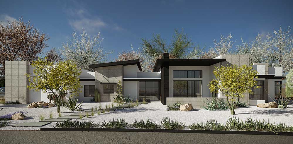 Modern custom residential home designed for Blue Sky in Arcadia area of Phoenix, AZ.