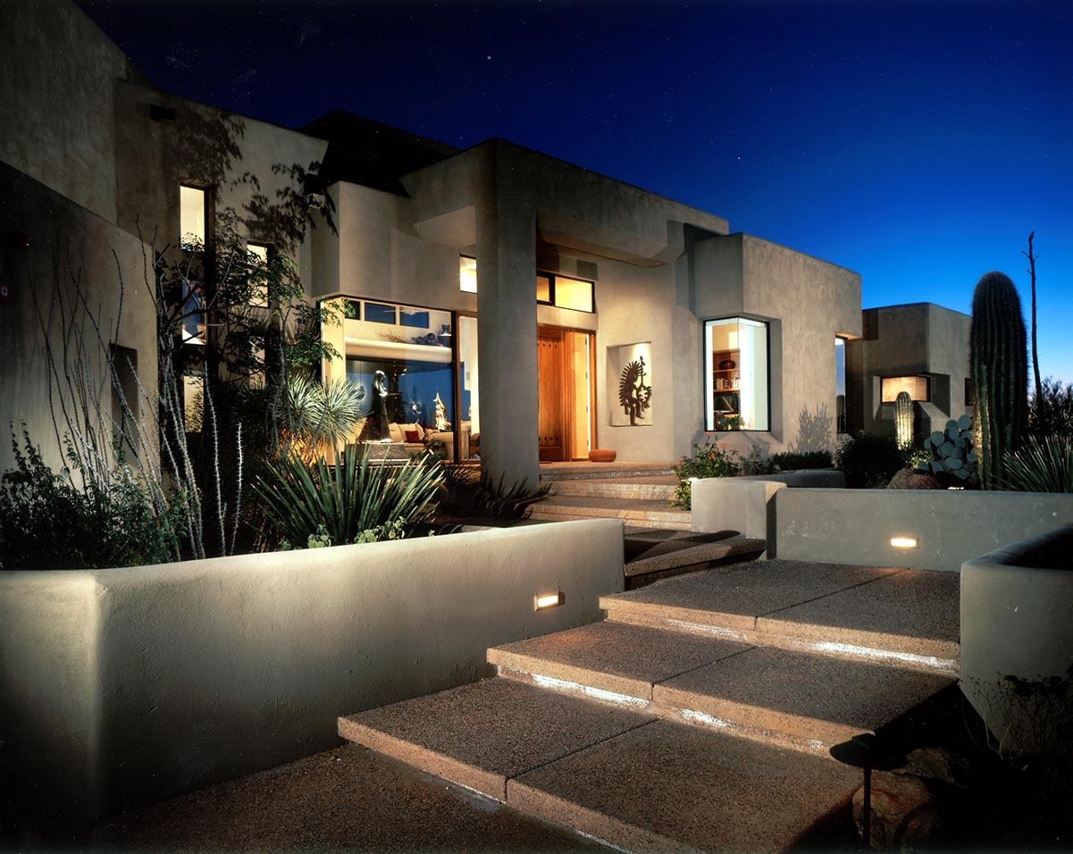 Exterior of a Southwest contemporary design for custom home in Scottsdale, AZ